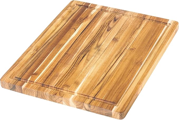 Teakhaus Cutting Board - Medium (M) Wood Cutting Board with Juice Groove (18”L x 14”W) Holiday Gift Ideas for Men and Women - Gift-Ready, Thin, Lightweight, Reversible, Knife Friendly - FSC Certified