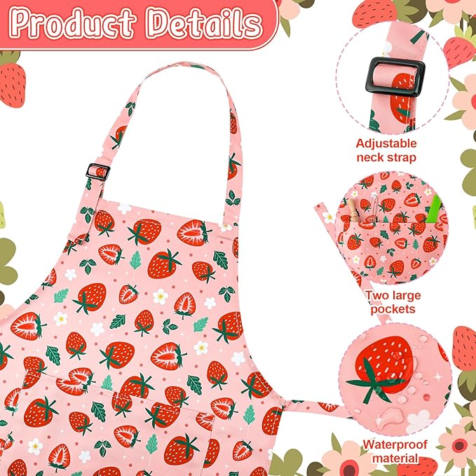 2 Pack Kids Apron, Cute Cooking Aprons, Waterproof Art Apron with Pockets, Toddler Painting Artist Apron Adjustable