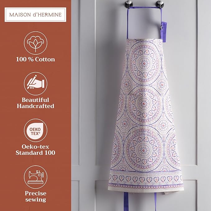 Maison d' Hermine 100% Cotton Apron for women with Pocket Kitchen Chef Apron for Men Cooking Mothers Day Gifts