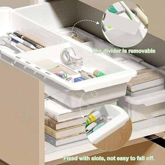 2 Pack Expandable Hanging Drawer Organizer with Removable Dividers, Adjustable Deep Drawer Organizer Tray 11.4–18Inch for Kitchen, Makeup, Bathroom, Desk Drawer Storage