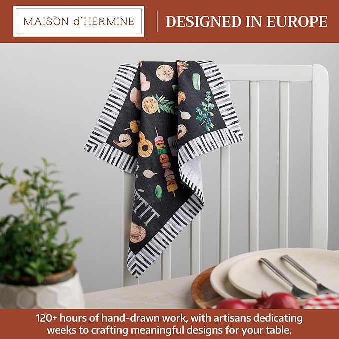 Maison d' Hermine Cloth Napkins Set of 4 100% Cotton Everyday Reusable Square Napkins Cloth Washable Dinner Party Wedding Restaurant Gifts for Mothers Day Spring/Summer (Just BBQ, 18" x 18")