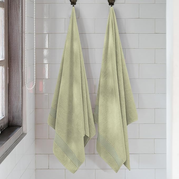 Mocassi Luxury 100% Turkish Cotton 2-Pack Bath Towel Set- Ultra Soft, Quick Dry Highly Absorbent 27 x 54 inch Premium Spa Hotel Quality 2PC Bath Towels - Luxurious Soft Bathroom Towels, Mint Green
