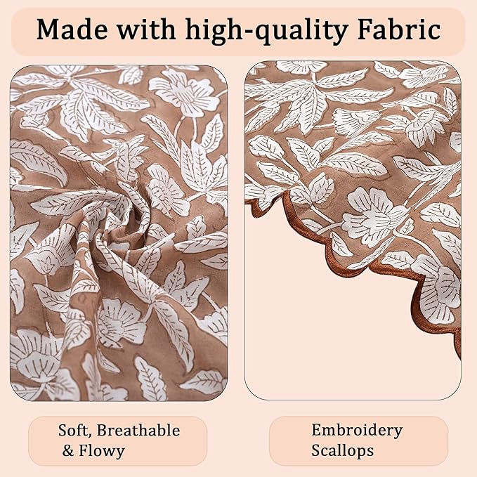 Ridhi Hand Block Print Oak Brown 18" x 18" (Set of 4) Embroidery Table Napkins Reusable Cotton Dinner Napkins for Weddings, Parties, Everyday Dining Gift for Spring, Easter, Valentine