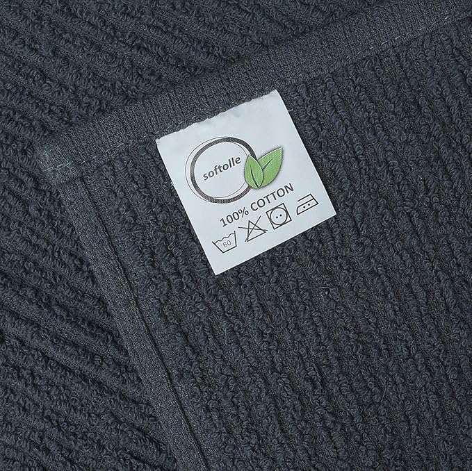 Softolle Bar Mop Towels, Pack of 12-16x19 Inches - 100% Cotton Super Absorbent Towels, Multi-Purpose for Home and Bar Cleaning (Grey)