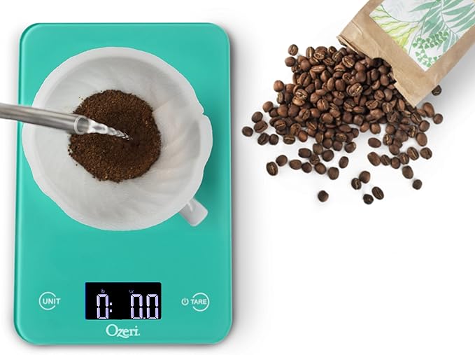 Ozeri Touch Professional Tempered Glass Digital Kitchen Scale, Teal Blue