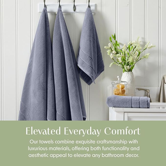 Springtree Home Luxury Turkish Cotton Bath Towels Set | 100% Turkish Cotton | Premium Bath Towels | Ultra Soft Thick Plush & Highly Absorbent | Luxury Hotel & Spa Bathroom Towels | Dusk