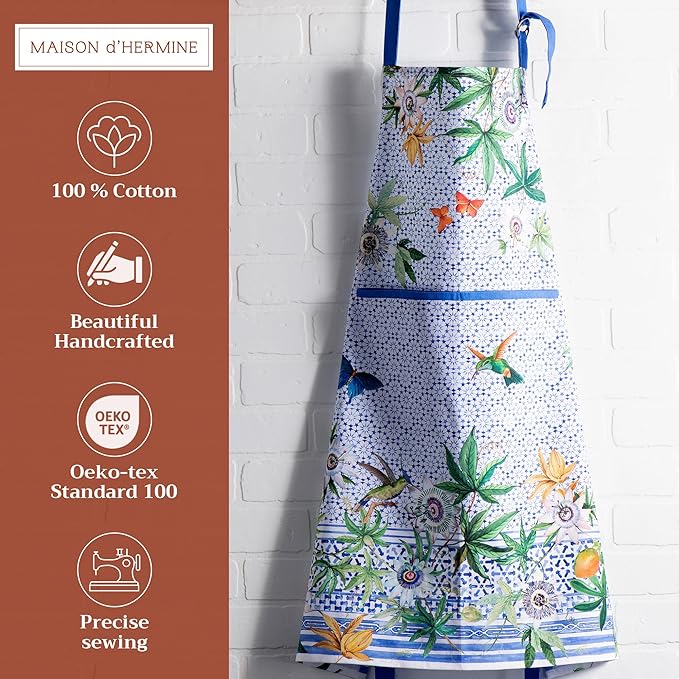 Maison d' Hermine 100% Cotton Apron for women with Pocket Kitchen Chef Apron for Men Cooking Mothers Day Gifts