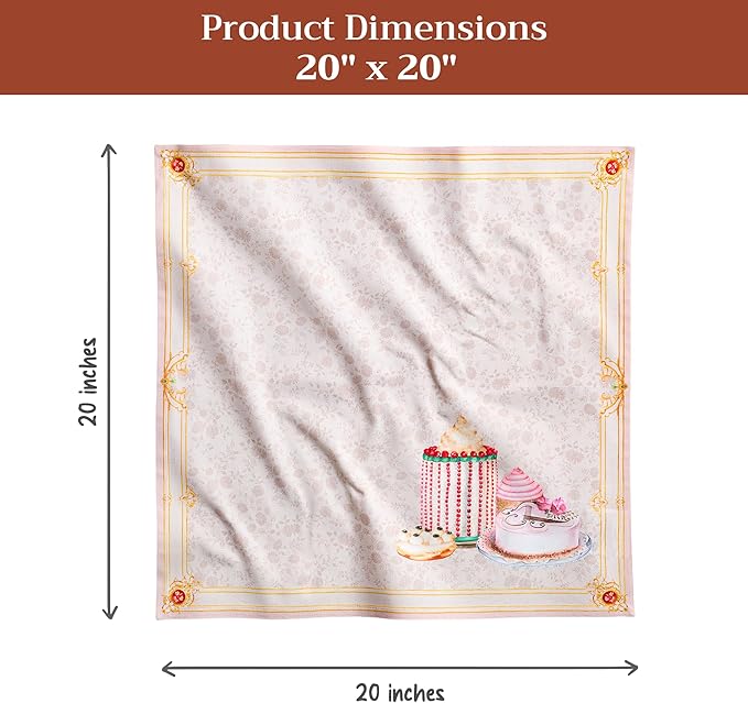 Maison d' Hermine Napkins 100% Combed Cotton Premium Set of 4 Decorative Cloth Napkin Washable Dinner Napkins for Holiday, Dinner, Wedding, Restaurant & Dining - Pastries (20”x20”)
