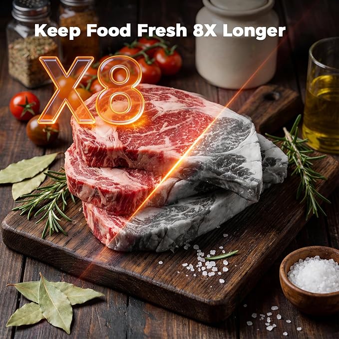 95kpa Vacuum Sealer Machine,Commercial Full Automatic Food Sealer,Powerful Sealing System with Double Heat Seal,Built-in Cutter&Bags Storage,1 Bag Rolls and 10 pcs Pre-cut Bags