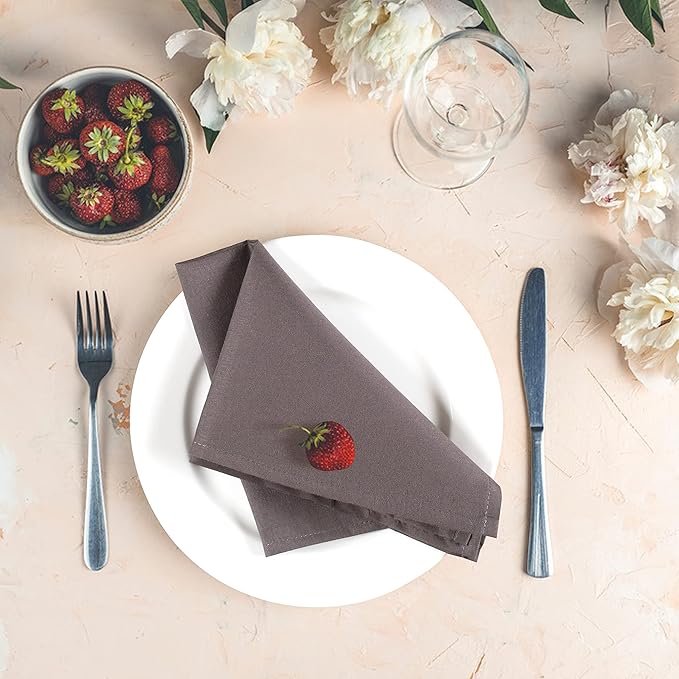 Hemmed Edge Cloth Dinner Napkins Set of 12 18x18 Inches - Charcoal, Soft Spring Basket Décor Dinning Table Linen Napkin Ideal for Kitchen, Easter, Wedding | Decorative Washable Banquet Event Napkin