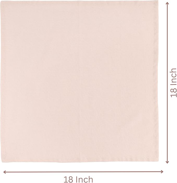 FINGERCRAFT Dinner Cloth Napkin Cotton Linen Blend 12 Pack Natural Premium Quality Mitred Corner for Every Day Use Pre Shrunk and Good Absorbency 18x18 in Easter Color Peach
