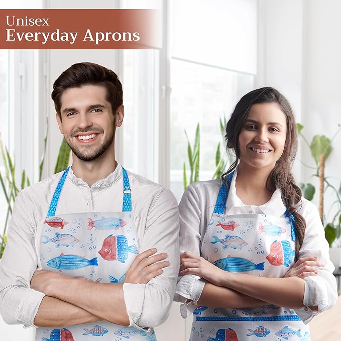 Maison d' Hermine 100% Cotton Apron for women with Pocket Kitchen Chef Apron for Men Cooking Mothers Day Gifts