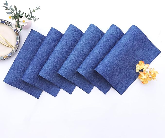 Homaxy Faux Leather Heat Resistant Placemats for Dining Table Set of 6, Waterproof Wipeable Washable PU Table Mats, Easy to Clean Anti-Slip Place Mats, 11.8" x 17", Sea Blue
