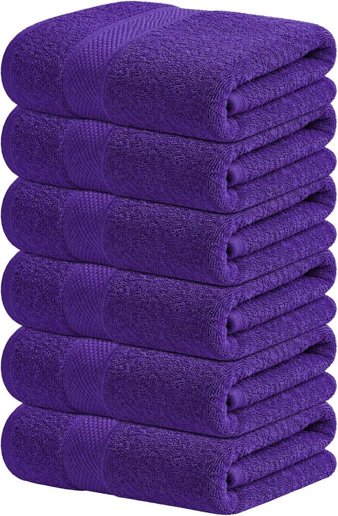 Infinitee Xclusives Purple Hand Towels for Bathroom - Set of 6 (16x28 inches) 600 GSM, 100% Cotton Ultra Soft, Quick Drying, Hotel Quality Hand Towel Set (Profound Purple)