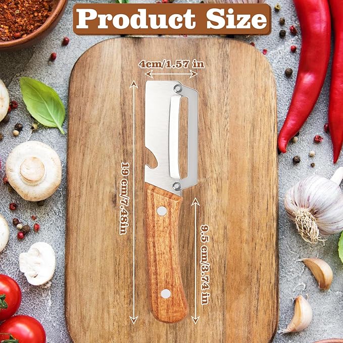 2 Pcs Multifunctional Vegetable Peeler, Stainless Steel Blade Peeler with Wooden Handle, Non-Slip Fruit Peeler for Kitchen
