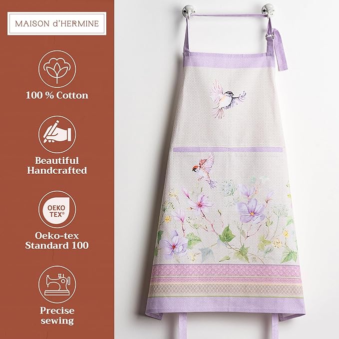 Maison d' Hermine 100% Cotton Apron for women with Pocket Kitchen Chef Apron for Men Cooking Mothers Day Gifts