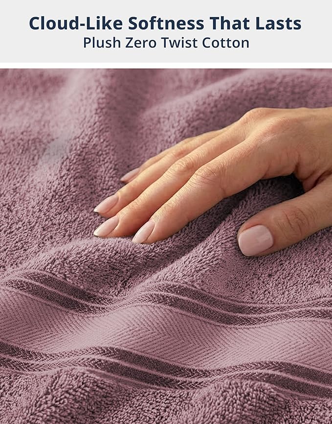 LANE LINEN 100% Cotton Bath Sheets - Zero Twist Cotton - Advanced Weaving Technique - Set of 4 (35" x 66") Turkish Towels Set - Quick Dry, Super Soft & Absorbent - Large Bath Towel Set - Wistful Mauve