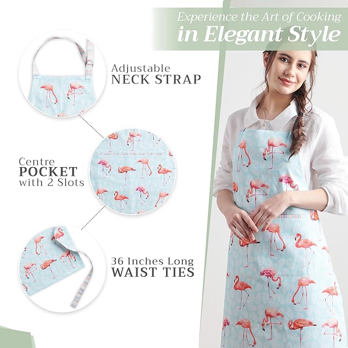 Maison d' Hermine 100% Cotton Apron for women with Pocket Kitchen Chef Apron for Men Cooking Mothers Day Gifts