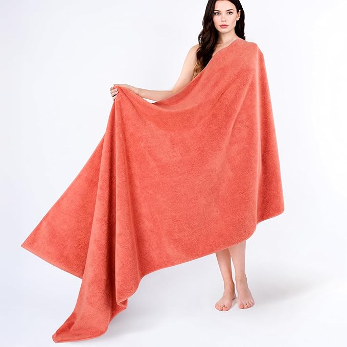 Cotton Paradise 100% Cotton 40x80 Oversized Bath Sheet, Extra Large Turkish Bath Towels for Bathroom, Coral Bathsheet
