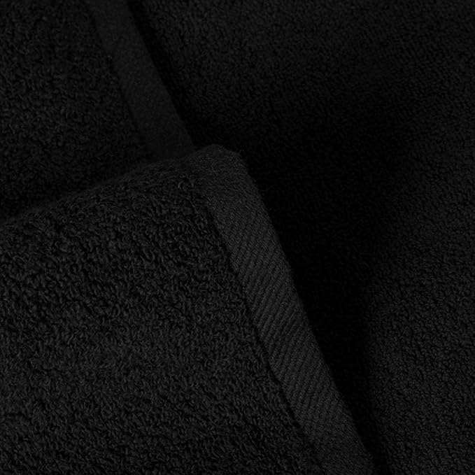 SALBAKOS 100% Turkish Cotton 6-Piece Towel Set | Premium Quality Hotel & Spa Collection | Soft, Super Absorbent 2 Washcloth, 2 Hand, 2 Bath Towels Sets | Made in Turkey (Black, 6 Pieces Towel Set)