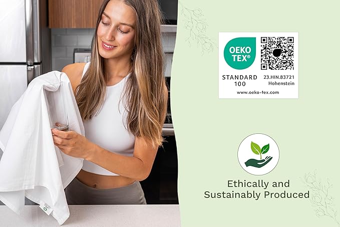 Organic Cotton White Dish Towels - 10 Pack Quick Drying White Kitchen Towels - Lint-Free Organic Cotton Dish Cloths - Extra Large Highly Absorbent Blank Tea Towels - 27"x27"