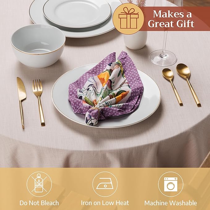 Maison d' Hermine Cloth Napkins Set of 4 100% Cotton Everyday Reusable Square Napkins Cloth Washable Dinner Party Wedding Restaurant Gifts for Mothers Day Spring/Summer (Cavaillon, 18" x 18")
