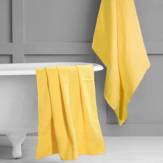Belizzi Home Premium Cotton Oversized 2 Pack Bath Sheet 35x70-100% Pure Cotton - Ideal for Everyday use - Ultra Soft & Highly Absorbent - Machine Washable - Yellow