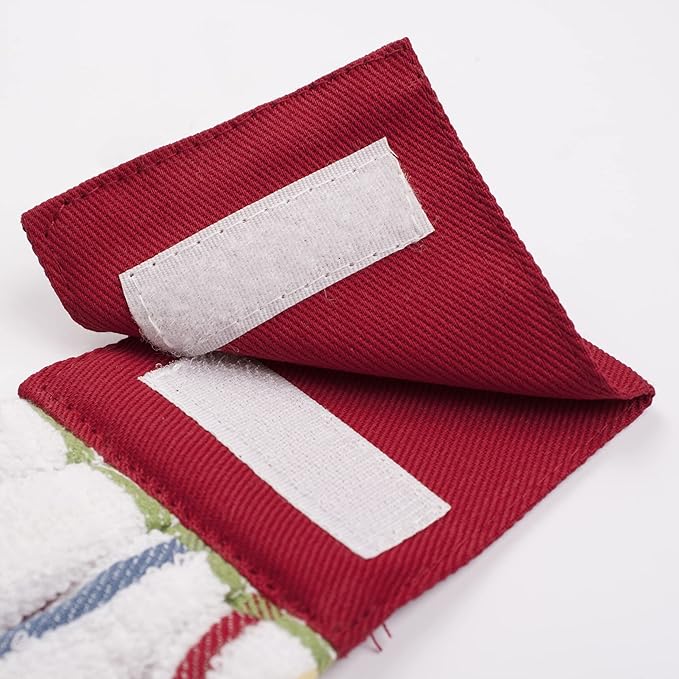 Ritz Premium 100% Cotton Solid & Multi Check Kitchen Tie Towel Absorbent, Super Soft, Fast Drying Hang Towel, 3-Pack, Paprika Red