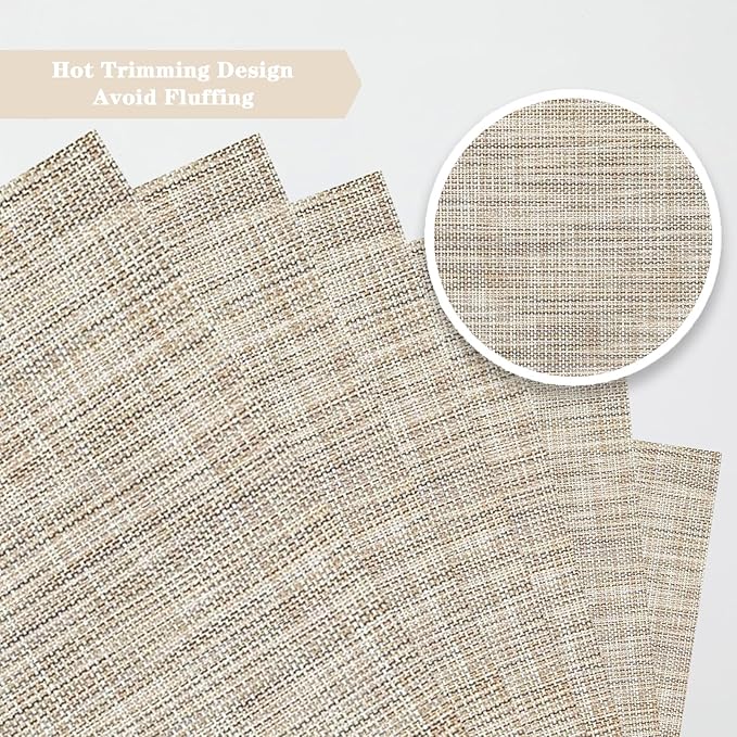 Caramel Placemats Set of 2 - Heat Resistant Non-Slip Place mats for Dining Table, Washable Durable PVC Vinyl Woven Table Mats (Caramel, 2)