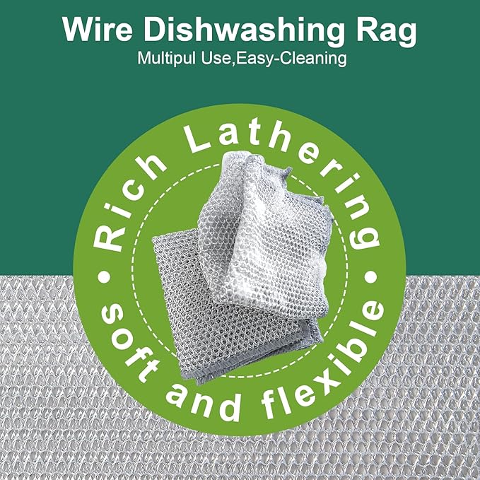Multipurpose Non Scratch Wire Dishwashing Rags, Cleaning Cloths, 24 Pack