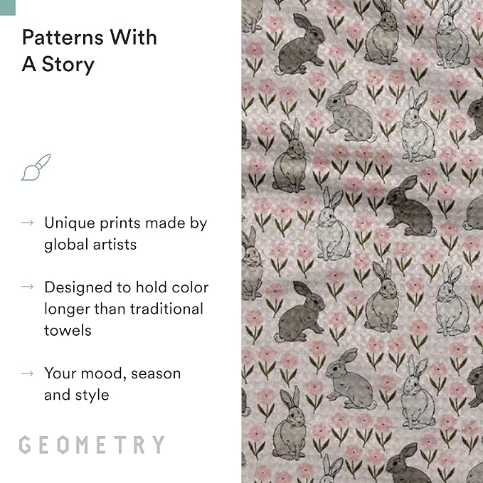 GEOMETRY Easter Kitchen Tea Towel - Quick Dry Microfiber Cloth Dish Towels for Kitchen Drying - Premium Quick Dry Towel (Bunny Bloom, 1-Pack)