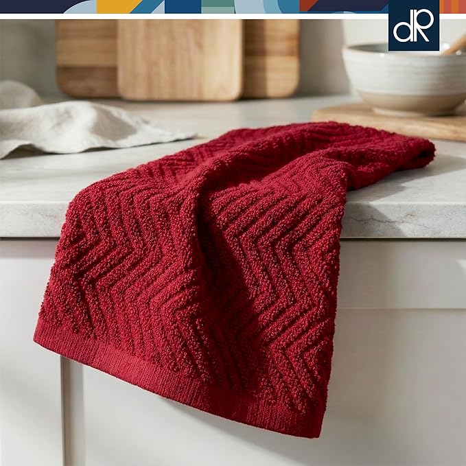 DecorRack 100% Cotton Kitchen Towels, 15" x 25" Absorbent Dish Towels [Premium Quality 400 GSM] Fall Set (Pack of 4)