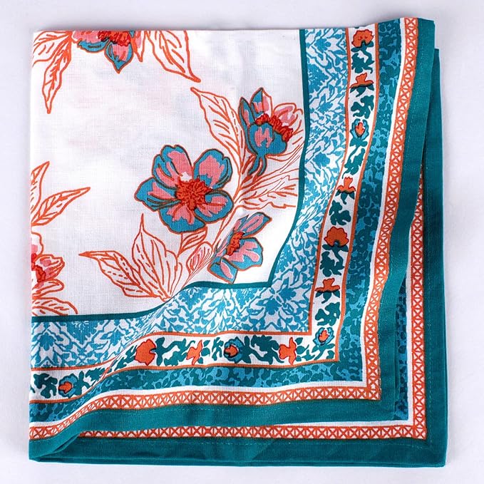 FINGERCRAFT Cloth Napkins, Set of 12 Cotton Linen Blend Printed Dinner Napkins Cloth Mitered Corner Perfect for Parties Dinners Weddings Cocktail Christmas Easter 20x20 Garland