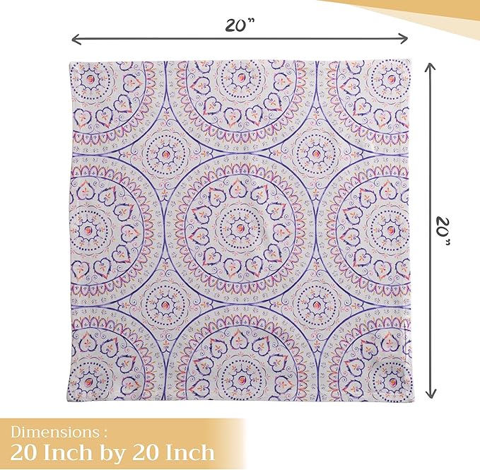 Maison d' Hermine Cloth Napkins Set of 4 100% Cotton Everyday Reusable Square Napkins Cloth Washable Dinner Party Wedding Restaurant Gifts for Mothers Day Spring/Summer (Mandala, 20" x 20")