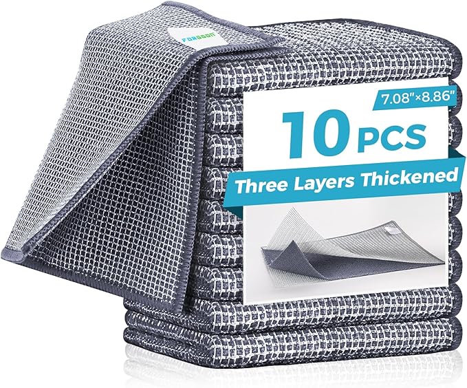 Forggon 10 Pcs New Upgrade 3-Layer Non Scratch Wire Dishcloth,Wire Dishwashing Rag, Non-Scratch Wire Dishwashing Rags for Wet and Dry, Kitchen Cleaning Dish Rags for Cookware,Sinks, Dishes,Stove