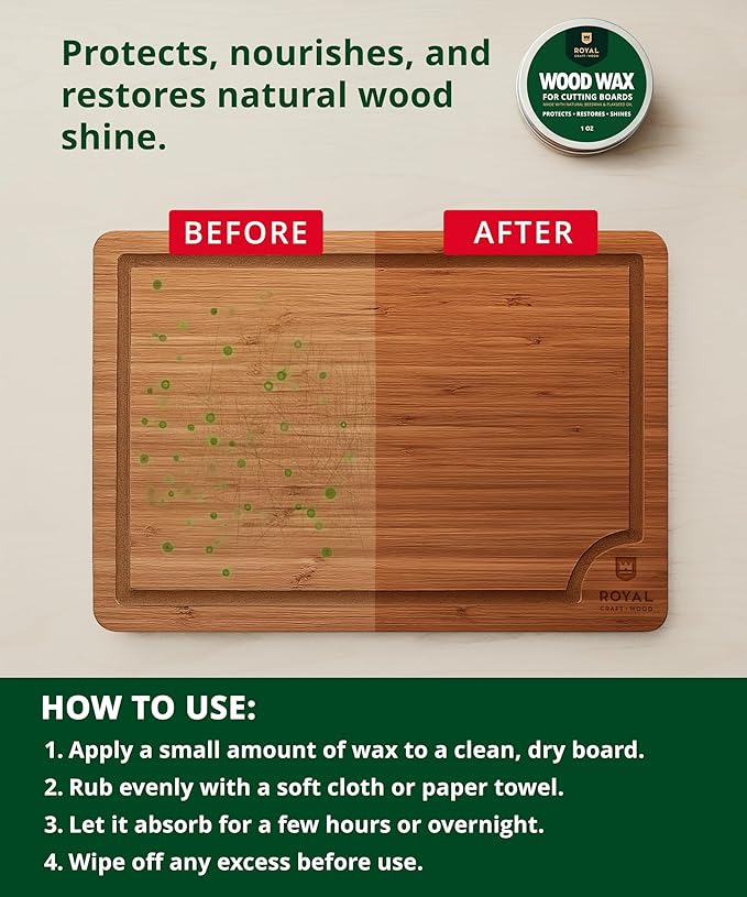 ROYAL CRAFT WOOD Wooden Cutting Boards for Kitchen Meal Prep & Serving - Bamboo Wood Serving Board Set with Deep Juice Groove Side Handles - Charcuterie & Chopping Butcher Block for Meat