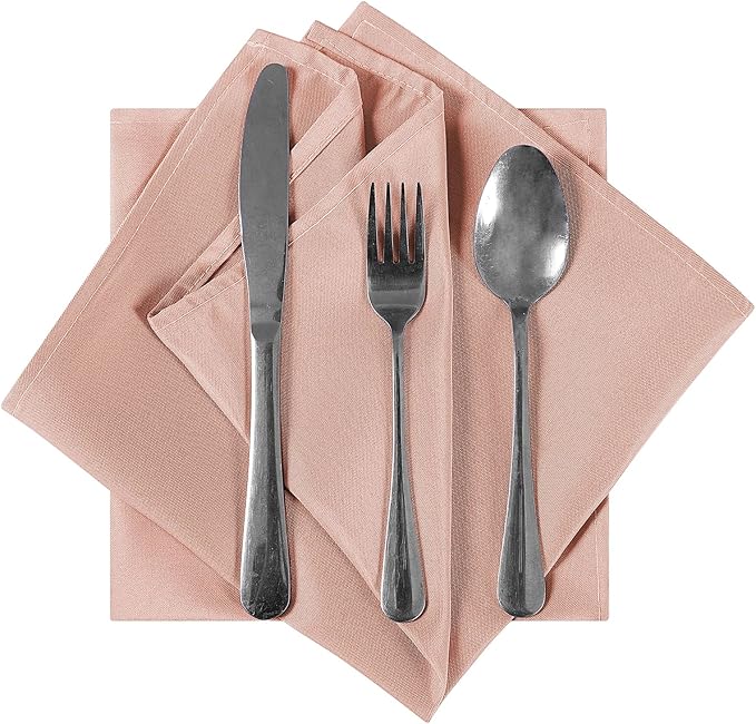Bailarina Cloth Napkins Set of 40,17x17 inches Dinner Napkins Cloth Washable,Polyester Square Table Cloth Napkin Bulk with Hemmed Edges Ideal for Banquets, Parties and Weddings-Dusty Pink