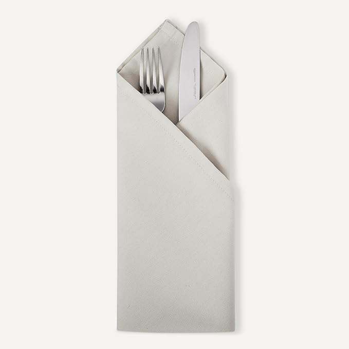 Amazon Basics Reusable Stain and Wrinkle Resistant Cloth Napkins, 17 x 17 inches, White, 12-Pack