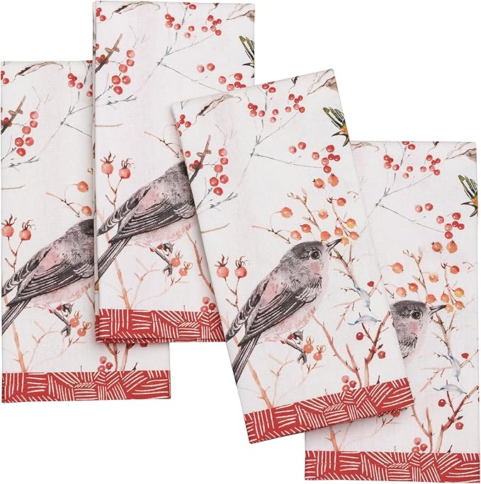Maison d' Hermine Cloth Napkins Set of 4 100% Cotton Everyday Reusable Square Napkins Cloth Washable Dinner Party Wedding Restaurant Gifts for Mothers Day Spring/Summer (Pinson, 18" x 18")