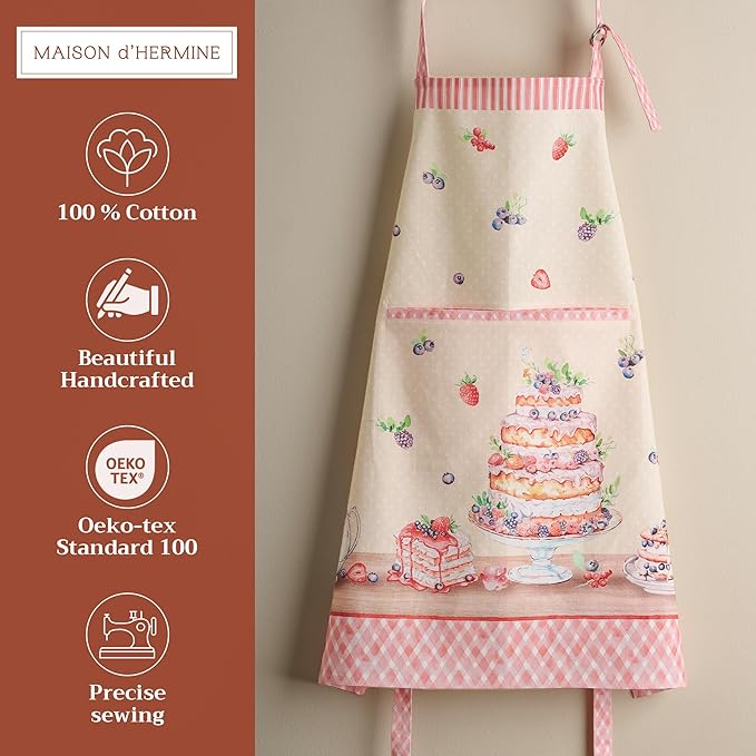 Maison d' Hermine 100% Cotton Apron for women with Pocket Kitchen Chef Apron for Men Cooking Mothers Day Gifts