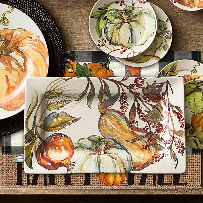Niviy Buffalo Plaid Check Pumpkins Truck Fall Placemats Set of 6, 12x18 Inch Autumn Thanksgiving Table Mats for Holiday Party Kitchen Dining Room Decoration