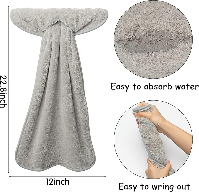 R HORSE 4Pcs Grey Hand Towels with Hanging Loops, Absorbent Coral Fleece Gray Kitchen Cleaning Dishcloth Soft Thick Oven Dish Cloth Dry Hanging Hand Towel for Kitchen Bathroom