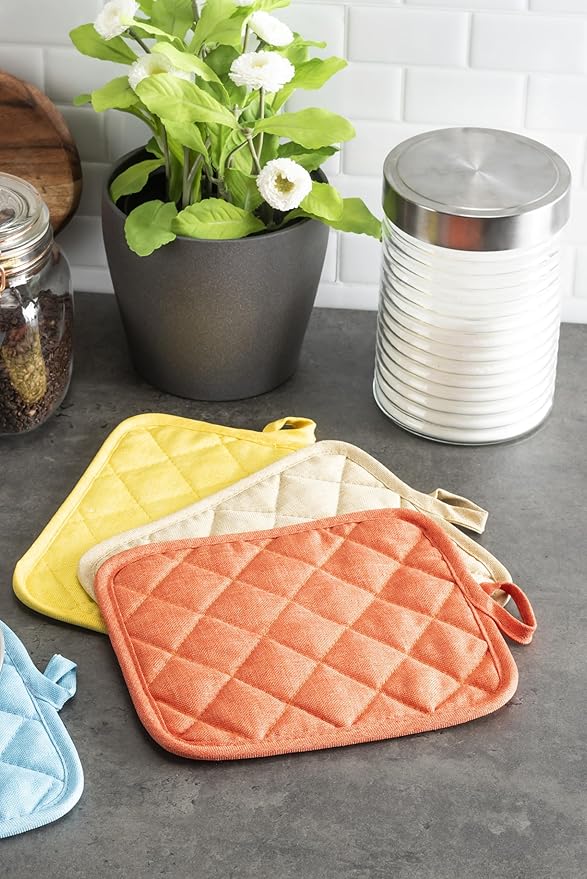 American Linen Pot Holders, Hot Pads, Table Pads for Kitchen and Dining Table, Non Slip Heat Resistant Hot Pot Holder (Sand, 8 Pack)