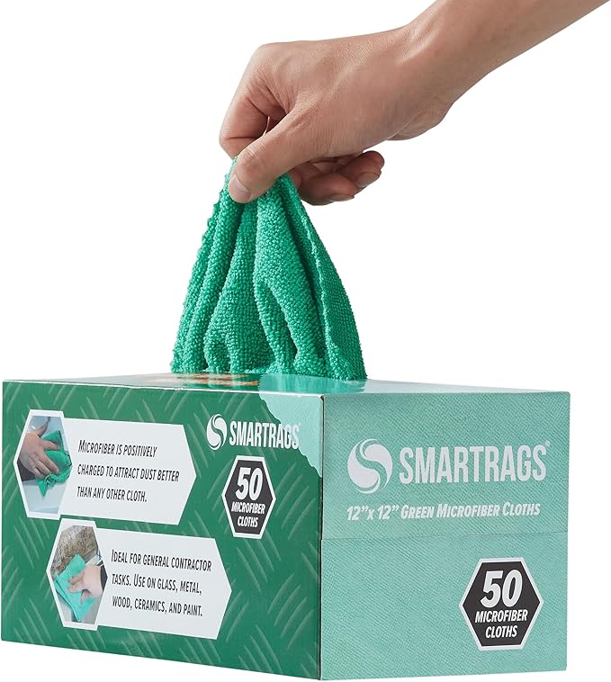 Arkwright Smart Rags Microfiber Cleaning Cloths, Pallet of 14400, Lint Free 180 GSM Reusable Towels for Auto, Office and Household Cleaning, 12 x 12 in, Green