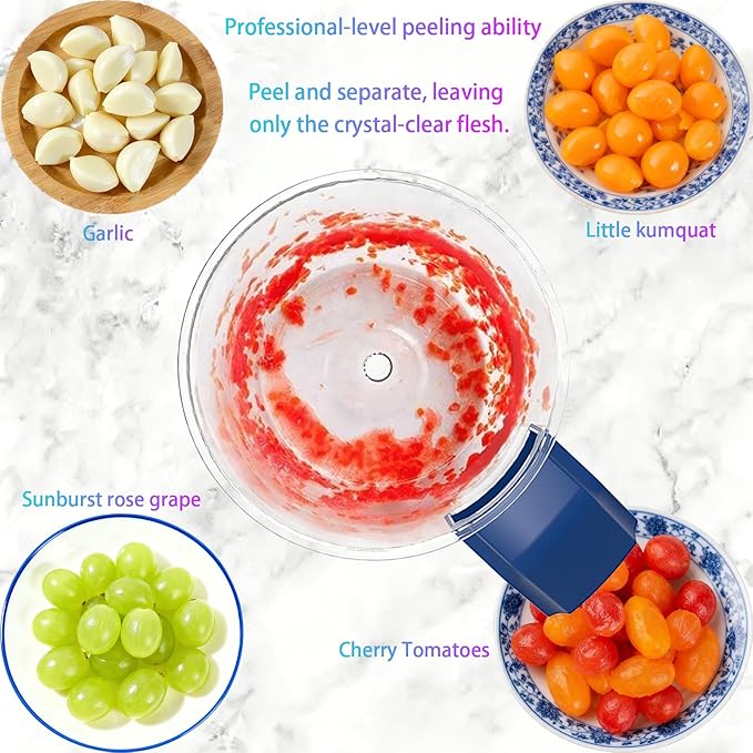 Automatic Grape Peeler Machine,Electric Peeling Skin Remover Tool for Small Fruits,Automatic Garlic & Cherry Tomato Peeler Skin Remover Tool for Grape,Efficient Peeling Kitchen Gadget for Home Use