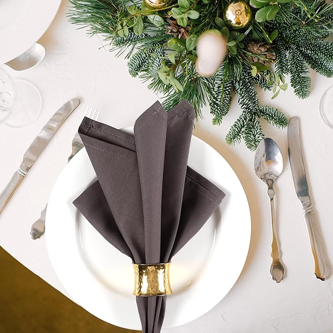 Hemmed Edge Cloth Dinner Napkins Set of 12 18x18 Inches - Charcoal, Soft Spring Basket Décor Dinning Table Linen Napkin Ideal for Kitchen, Easter, Wedding | Decorative Washable Banquet Event Napkin