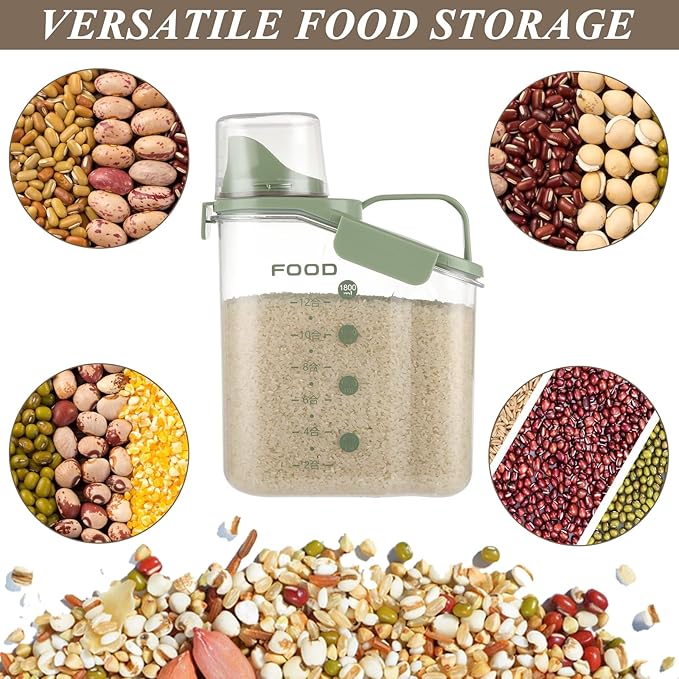 SENENQU 3PACK Cereal Containers Storage, 2L Airtight Plastic Cereal Dispenser, Large Dry Food Storage Containers with Pouring Spout, Measuring Cup for Flour and Grain,BPA Free