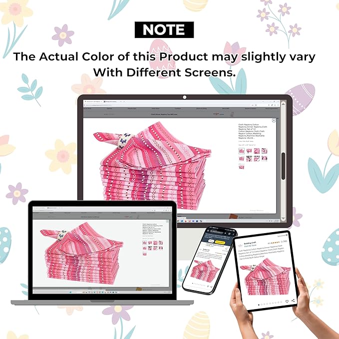 Homidate Cotton Cloth Dinner Napkins Set of 12 – 18x18 Pink Multi Salsa Stripe – Reusable Machine Washable Fabric Napkins for Weddings, Parties, Kitchen & Everyday Dining