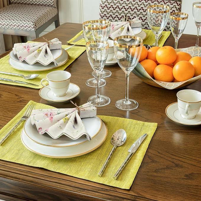 VitalCozy Cloth Napkins-15 x 15 Inch Soft Fabric Napkins Bulk Cloth Washable Reusable Plants Floral Square Napkin Cotton Dinner Towel for Spring Tea Party(Watercolor,24 Pcs)