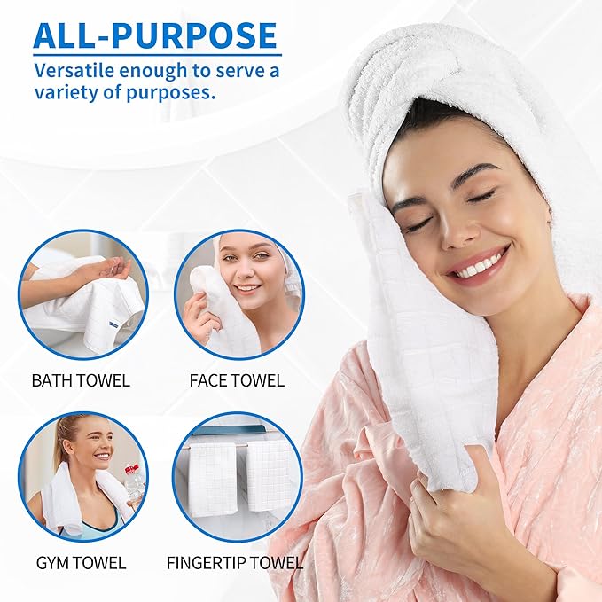 White Hand Towels, 6 Pack 25''*15'' Microfiber Hand Towels for Bathroom Kitchen, All-Purpose Quick Dry Lint Free Soft Absorbent Wash Cloths, Gym Towels Bath Towels Bulk for Yoga Spa Hotel